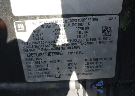 2017 Buick Envision Essence z USA, uszkodzony, nr VIN LRBFXDSA4HD220845